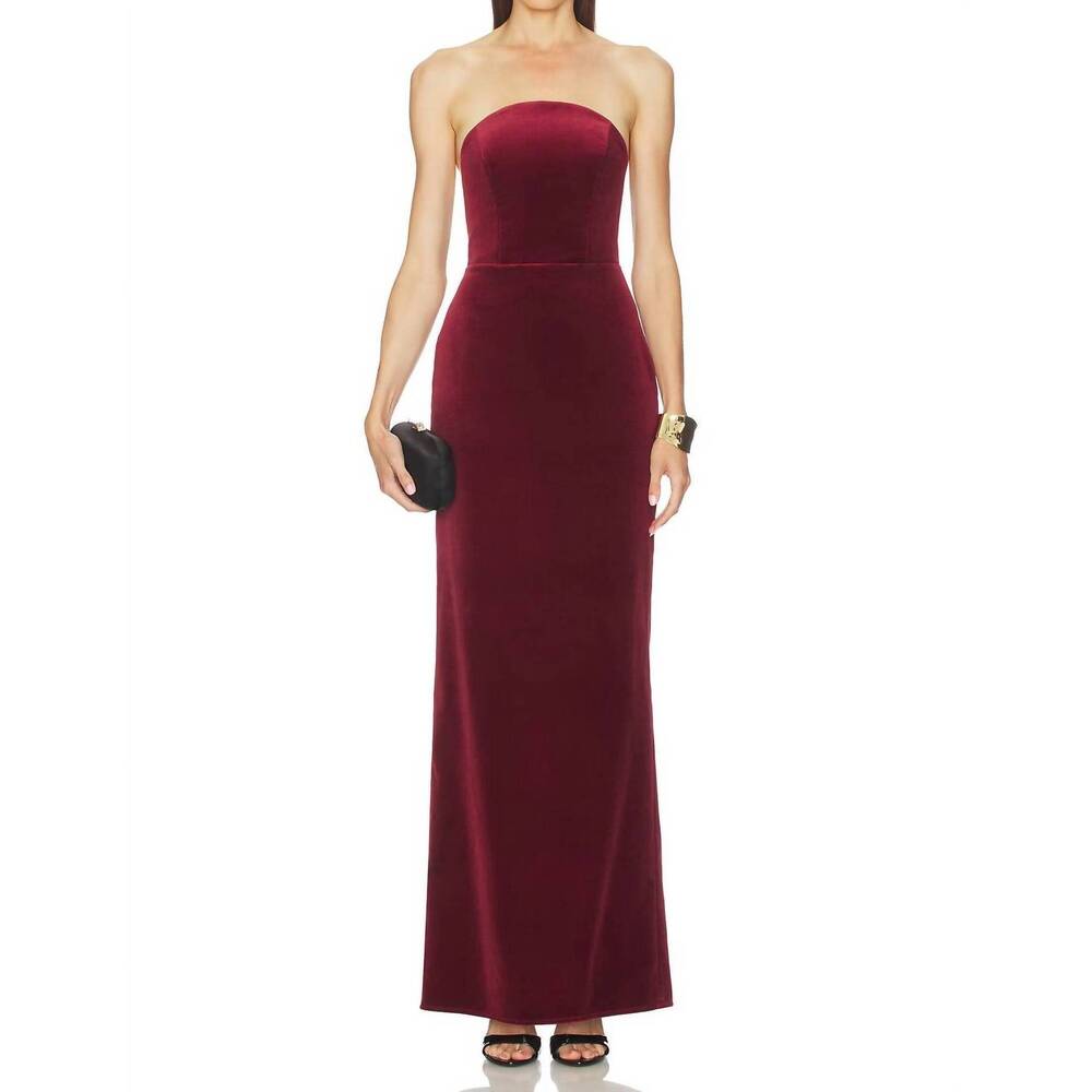 NEW MICHAEL COSTELLO anjelique velvet gown in burgundy